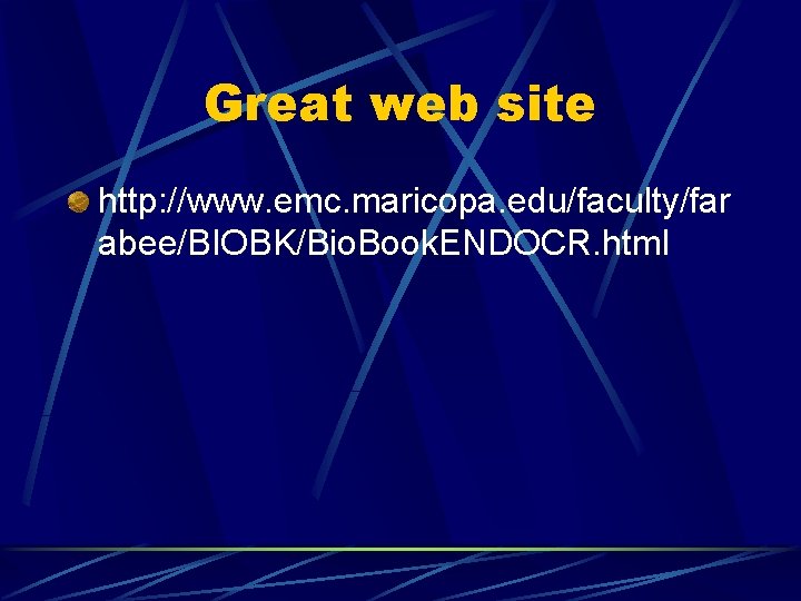 Great web site http: //www. emc. maricopa. edu/faculty/far abee/BIOBK/Bio. Book. ENDOCR. html 