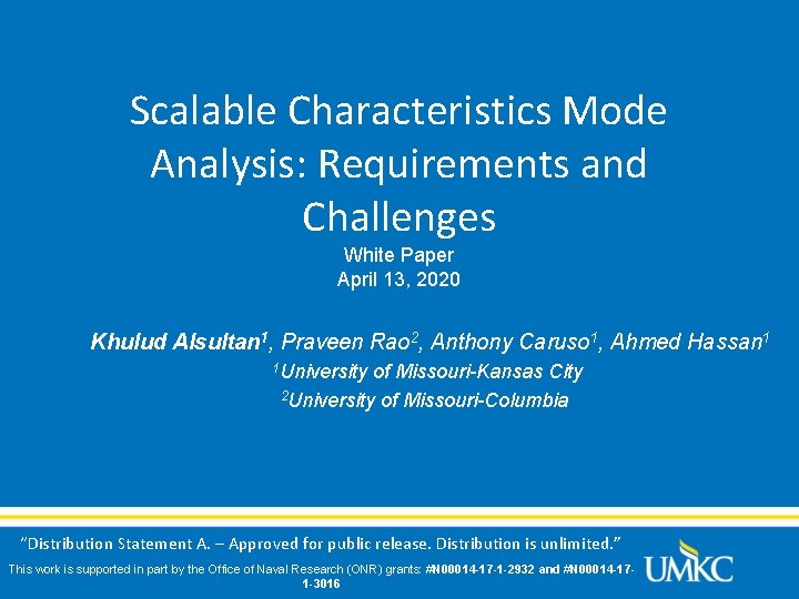 Scalable Characteristics Mode Analysis: Requirements and Challenges White Paper April 13, 2020 Khulud Alsultan