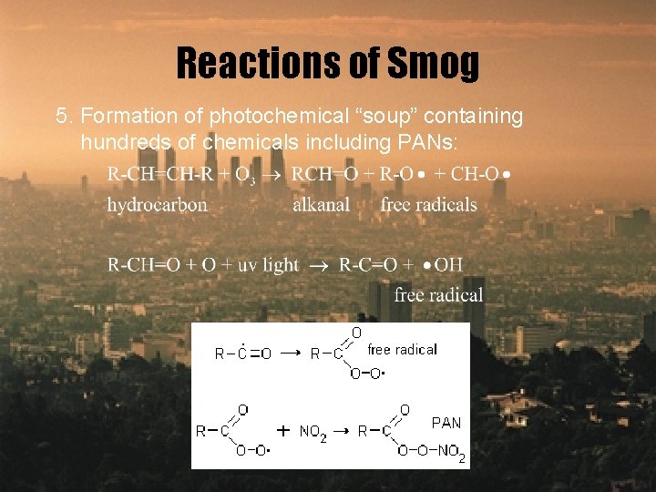 Reactions of Smog 5. Formation of photochemical “soup” containing hundreds of chemicals including PANs: