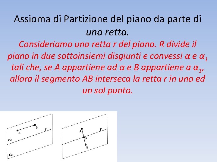 Assioma di Partizione del piano da parte di una retta. Consideriamo una retta r