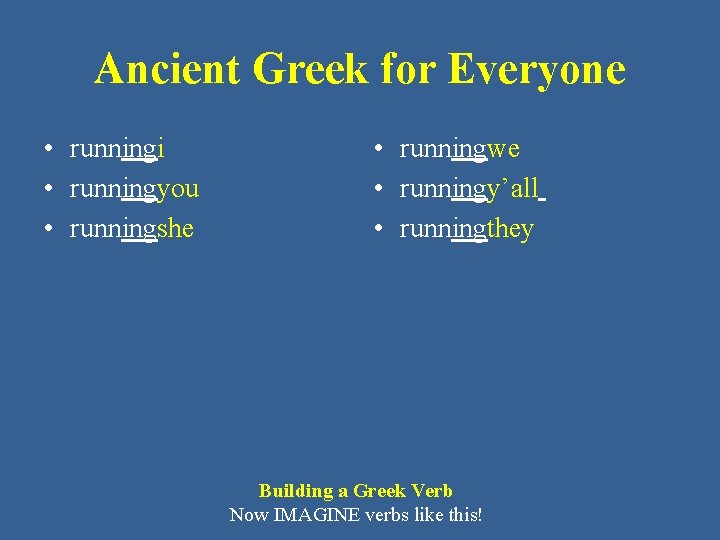 Ancient Greek for Everyone • runningi • runningyou • runningshe • runningwe • runningy’all