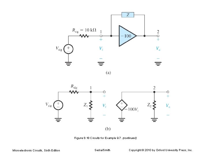 Figure 9. 18 Circuits for Example 9. 7. (continued) Microelectronic Circuits, Sixth Edition Sedra/Smith