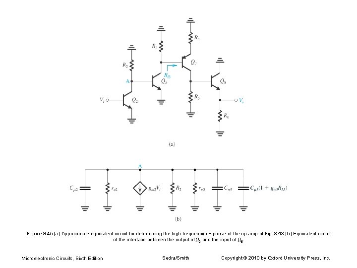 Figure 9. 45 (a) Approximate equivalent circuit for determining the high-frequency response of the