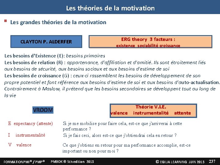 Les théories de la motivation Les grandes théories de la motivation CLAYTON P. ALDERFER