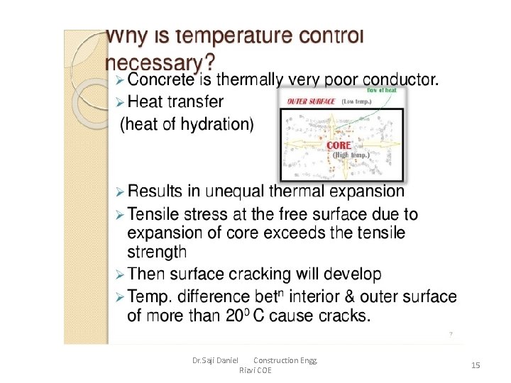 Mass Concreting Dr. Saji Daniel Construction Engg. Rizvi COE 15 