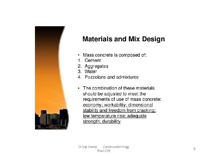 Dr. Saji Daniel Construction Engg. Rizvi COE 5 