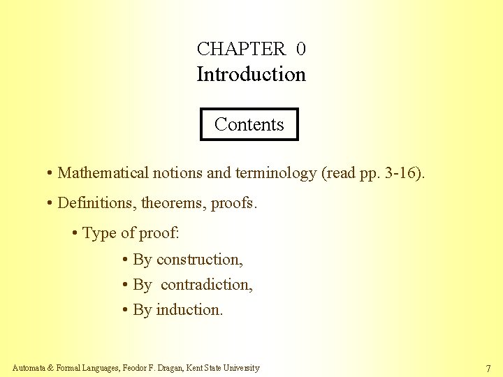 CHAPTER 0 Introduction Contents • Mathematical notions and terminology (read pp. 3 -16). •