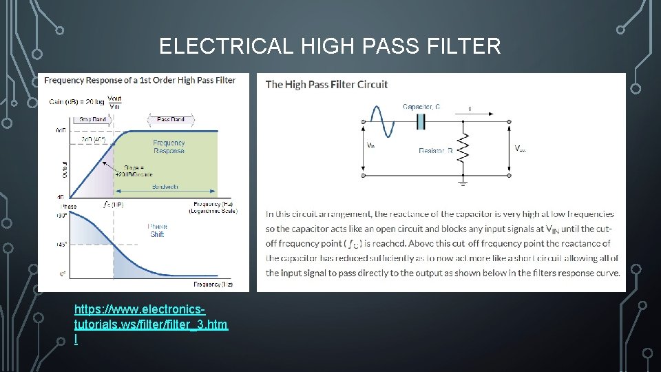 ELECTRICAL HIGH PASS FILTER https: //www. electronicstutorials. ws/filter_3. htm l 