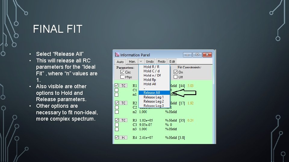 FINAL FIT • Select “Release All” • This will release all RC parameters for
