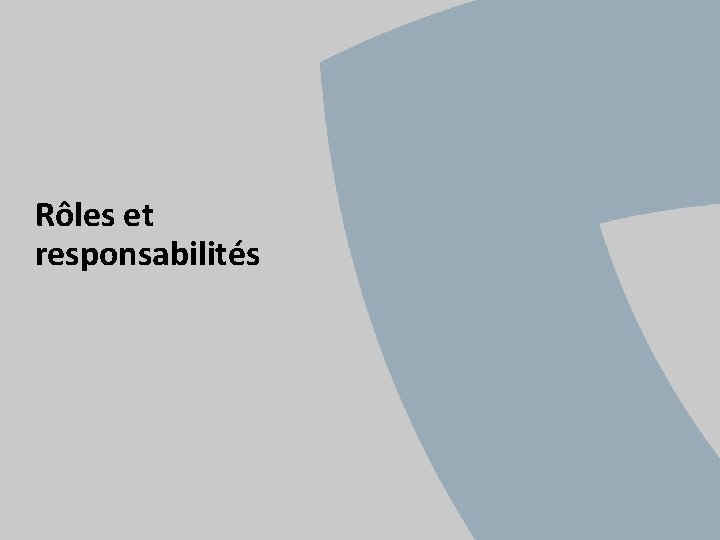 Rôles et responsabilités 