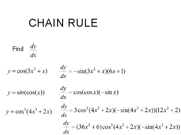 CHAIN RULE Find 