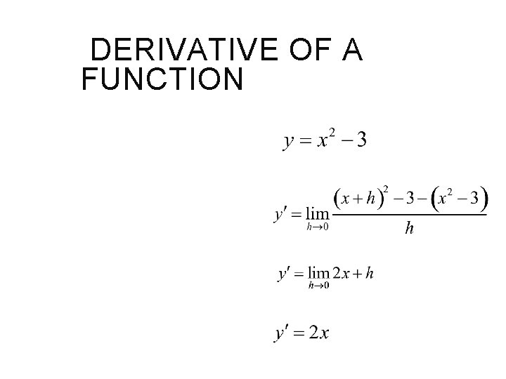 DERIVATIVE OF A FUNCTION 