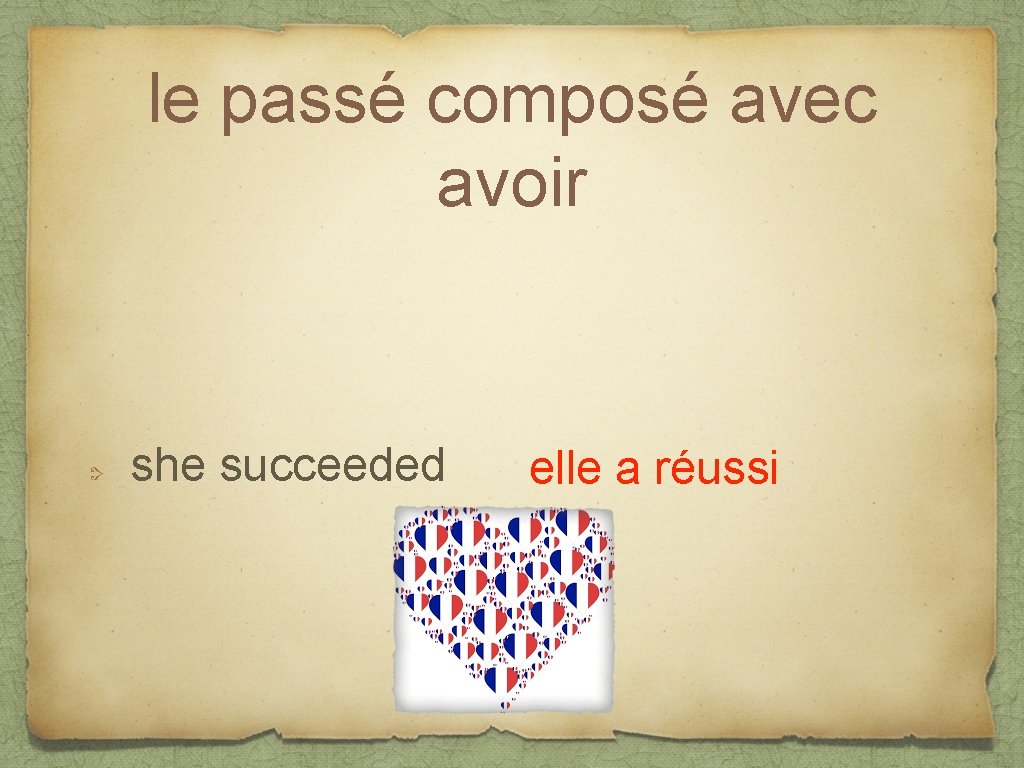 le passé composé avec avoir she succeeded elle a réussi 