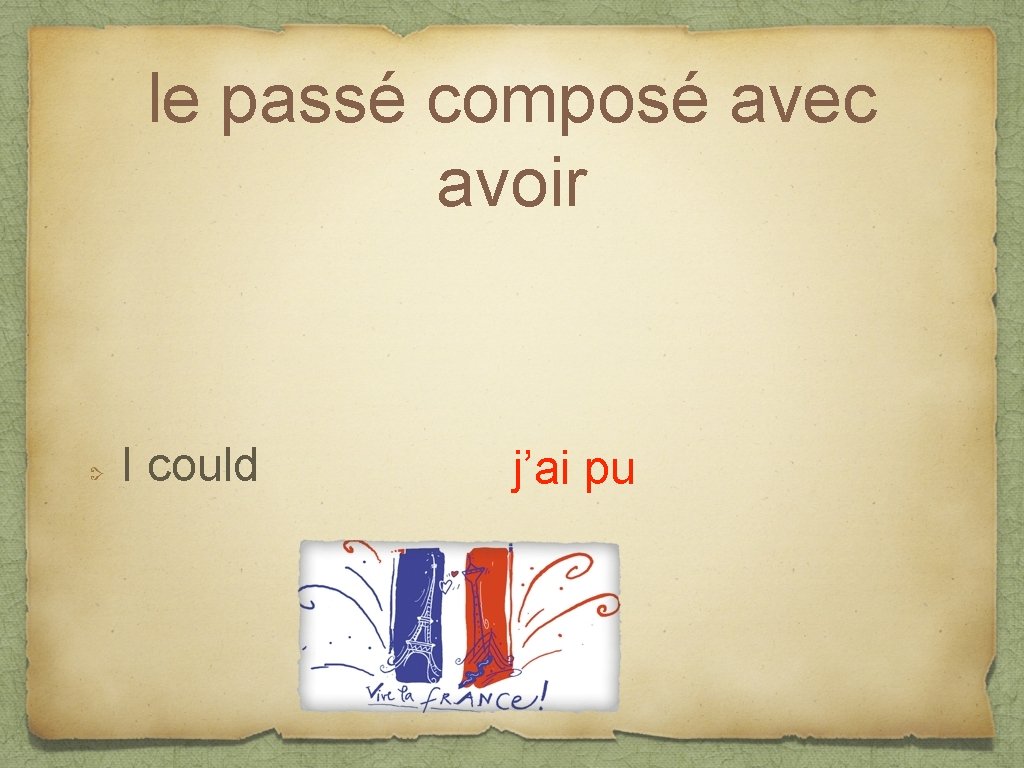 le passé composé avec avoir I could j’ai pu 