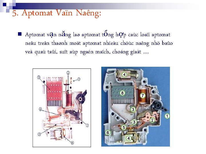 5. Aptomat Vaïn Naêng: n Aptomat vạn năng laø aptomat tổng hợp caùc loaïi