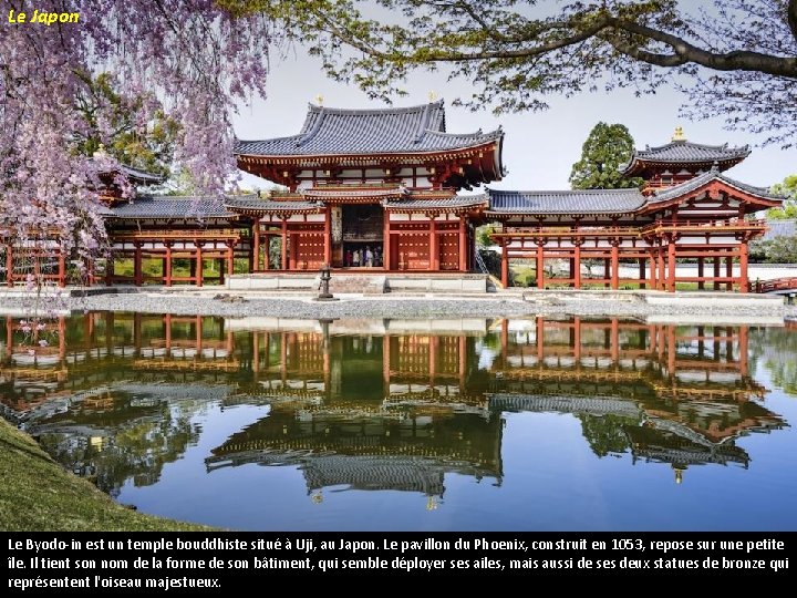 Le Japon Le Byodo-in est un temple bouddhiste situé à Uji, au Japon. Le