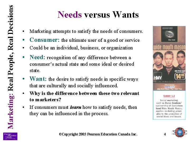Marketing: Real People, Real Decisions Needs versus Wants • Marketing attempts to satisfy the Marketing: Real People, Real Decisions Needs versus Wants • Marketing attempts to satisfy the