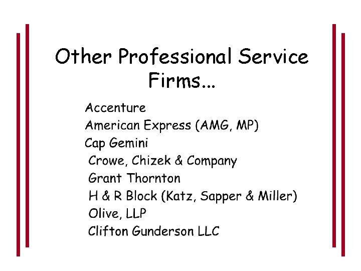 Other Professional Service Firms. . . 