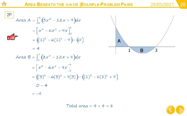 AREA BENEATH THE X-AXIS |EXAMPLE-PROBLEM PAIRS 25/05/2021 2 P. A B 20 