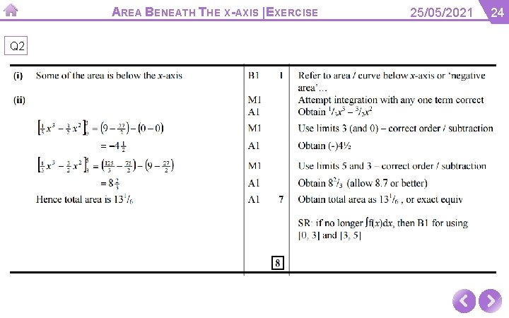 AREA BENEATH THE X-AXIS |EXERCISE Q 2 25/05/2021 24 