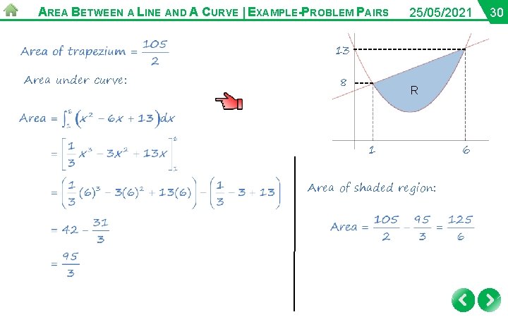 AREA BETWEEN A LINE AND A CURVE | EXAMPLE-PROBLEM PAIRS 25/05/2021 13 Area under