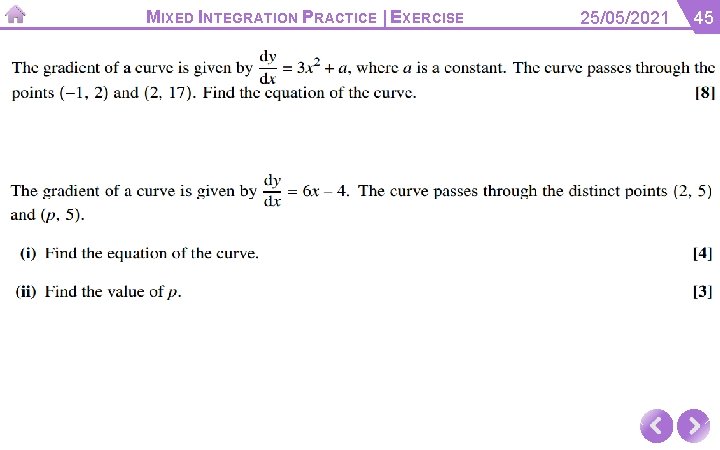 MIXED INTEGRATION PRACTICE | EXERCISE 25/05/2021 45 