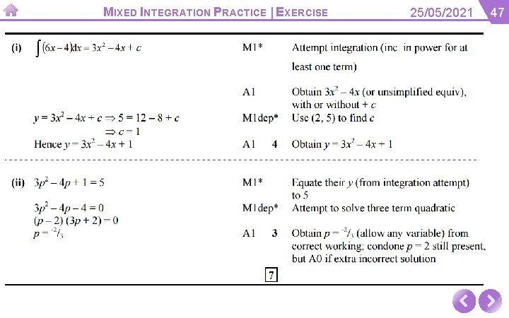 MIXED INTEGRATION PRACTICE | EXERCISE 25/05/2021 47 