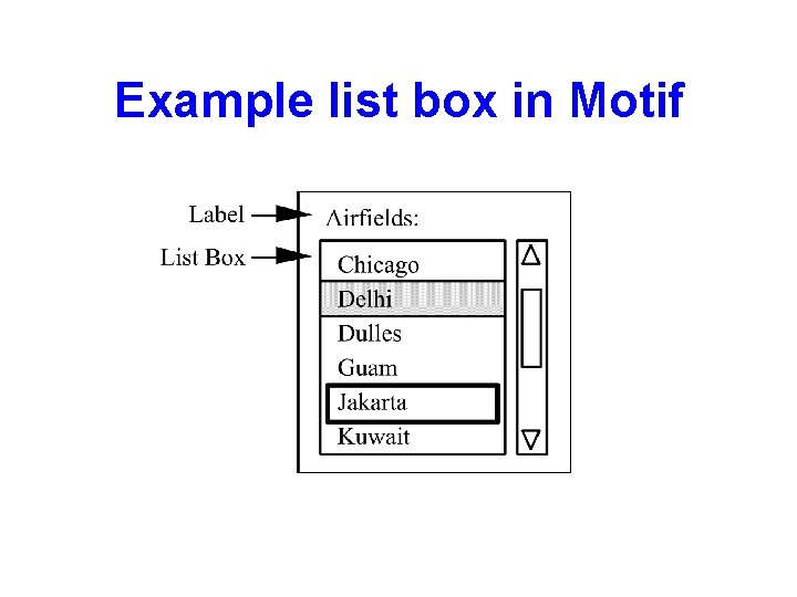 Example list box in Motif 