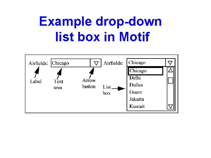 Example drop-down list box in Motif 