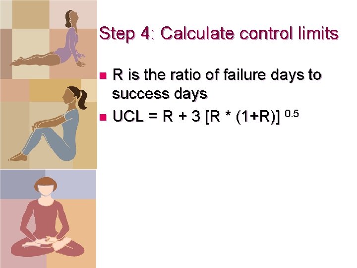 Step 4: Calculate control limits R is the ratio of failure days to success