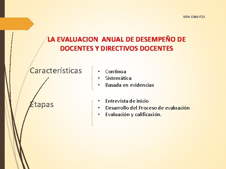 SGN-C 048 -F 23 LA EVALUACION ANUAL DE DESEMPEÑO DE DOCENTES Y DIRECTIVOS DOCENTES