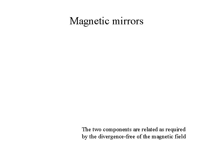 Magnetic mirrors The two components are related as required by the divergence-free of the