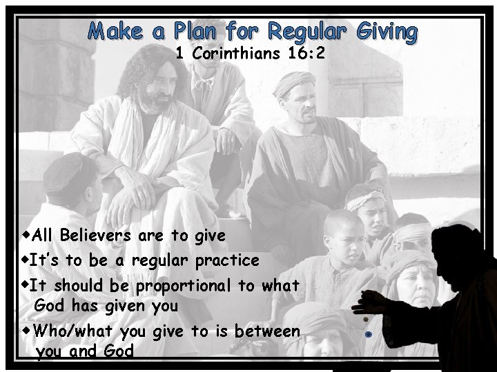 Make a Plan for Regular Giving 1 Corinthians 16: 2 All Believers are to