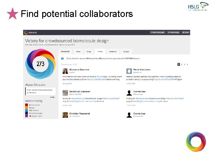 Find potential collaborators 