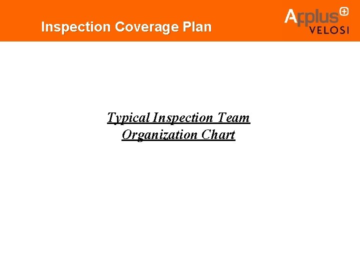 Inspection Coverage Plan Typical Inspection Team Organization Chart Inspection Coverage Plan Typical Inspection Team Organization Chart