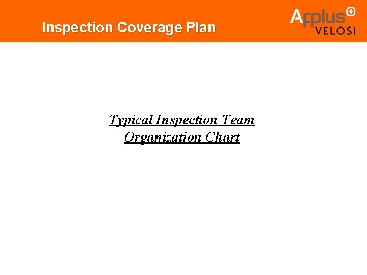 Inspection Coverage Plan Typical Inspection Team Organization Chart 