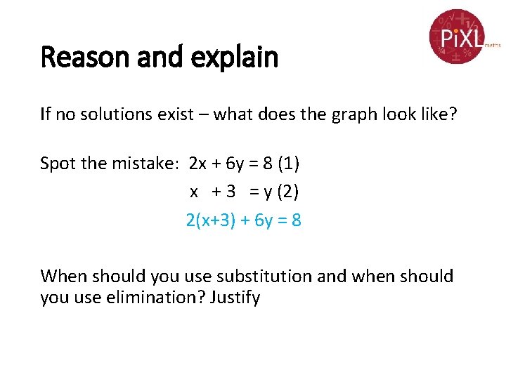 Reason and explain If no solutions exist – what does the graph look like?