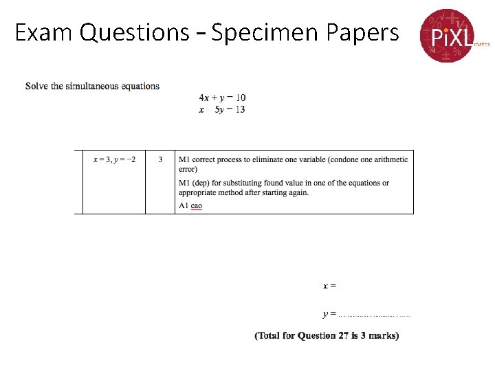 Exam Questions – Specimen Papers 