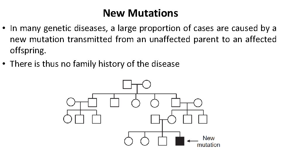 New Mutations • In many genetic diseases, a large proportion of cases are caused