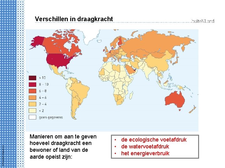 Verschillen in draagkracht Manieren om aan te geven hoeveel draagkracht een bewoner of land