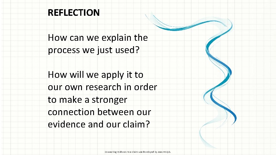 REFLECTION How can we explain the process we just used? How will we apply