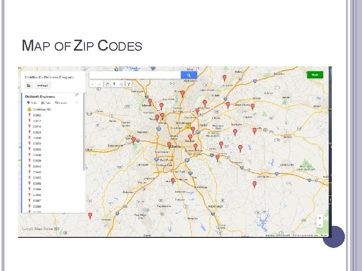 MAP OF ZIP CODES 