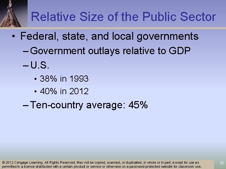 Relative Size of the Public Sector • Federal, state, and local governments – Government