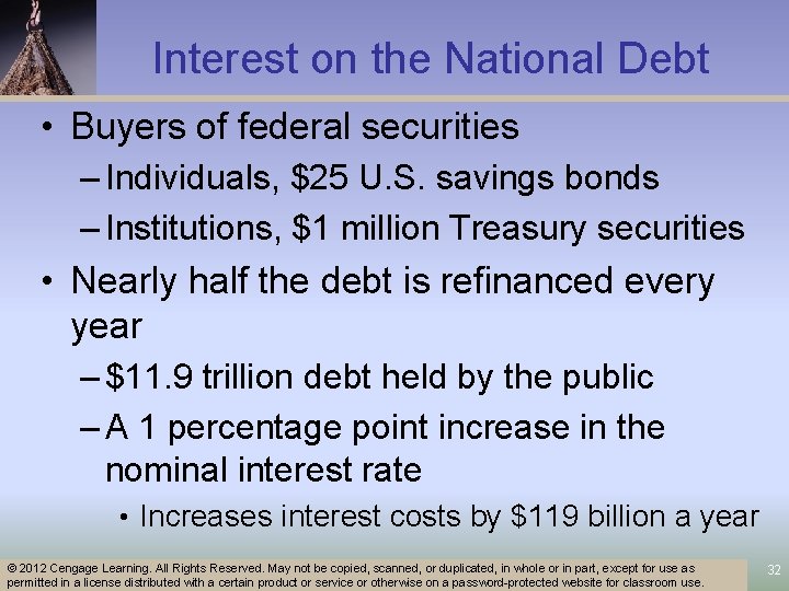 Interest on the National Debt • Buyers of federal securities – Individuals, $25 U.