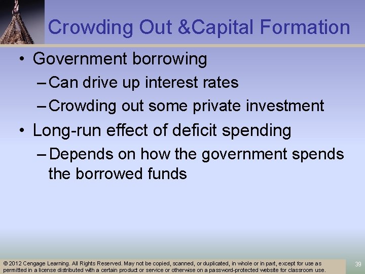 Crowding Out &Capital Formation • Government borrowing – Can drive up interest rates –