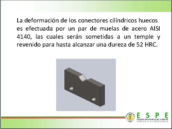 La deformación de los conectores cilíndricos huecos es efectuada por un par de muelas