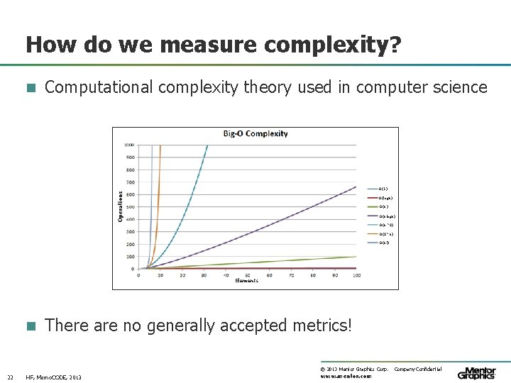 How do we measure complexity? n Computational complexity theory used in computer science Operations