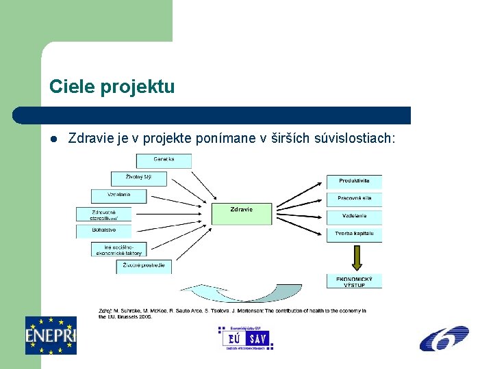 Ciele projektu l Zdravie je v projekte ponímane v širších súvislostiach: 