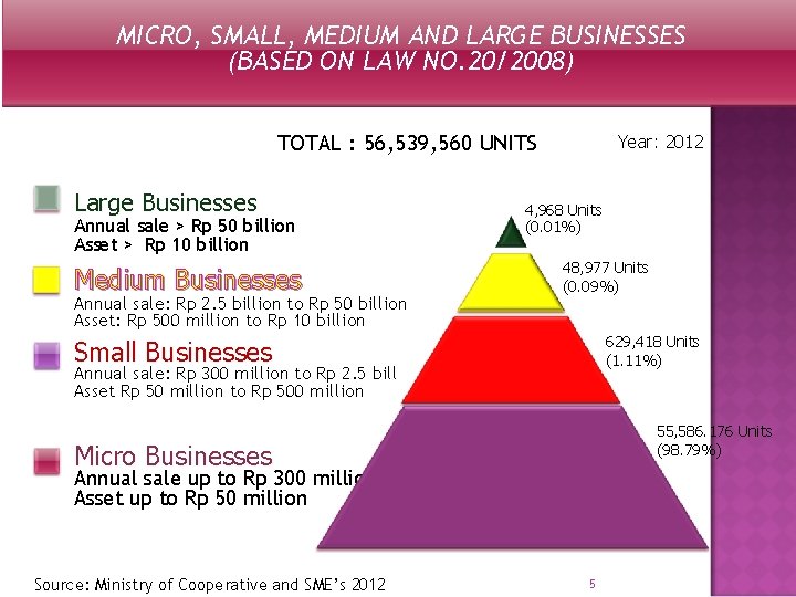 MICRO, SMALL, MEDIUM AND LARGE BUSINESSES (BASED ON LAW NO. 20/2008) TOTAL : 56,
