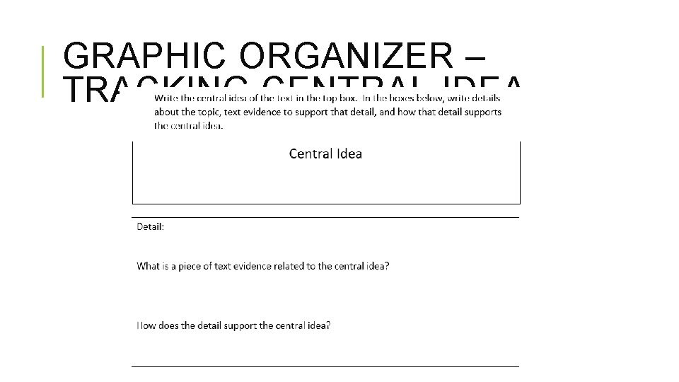 GRAPHIC ORGANIZER – TRACKING CENTRAL IDEA 